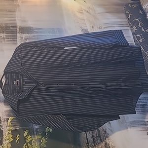 Stafford Mens wrinkle free striped blue long sleeve casual dress shirt